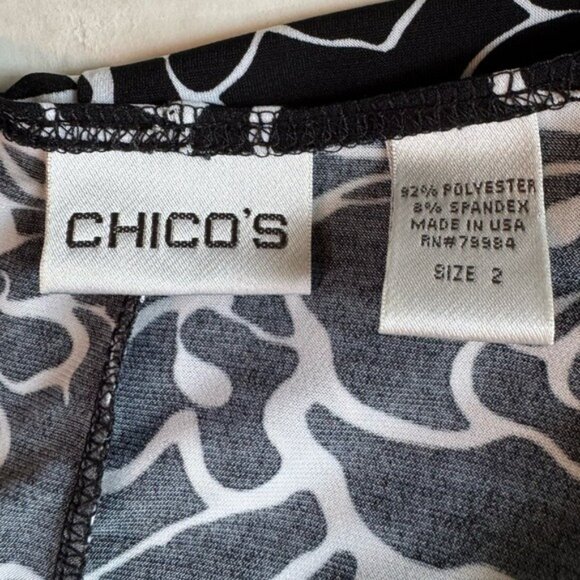 Chicos Faux Wrap Floral Dress Large Liquid Knit Midi Classy Artsy Career Wear - Picture 4 of 6